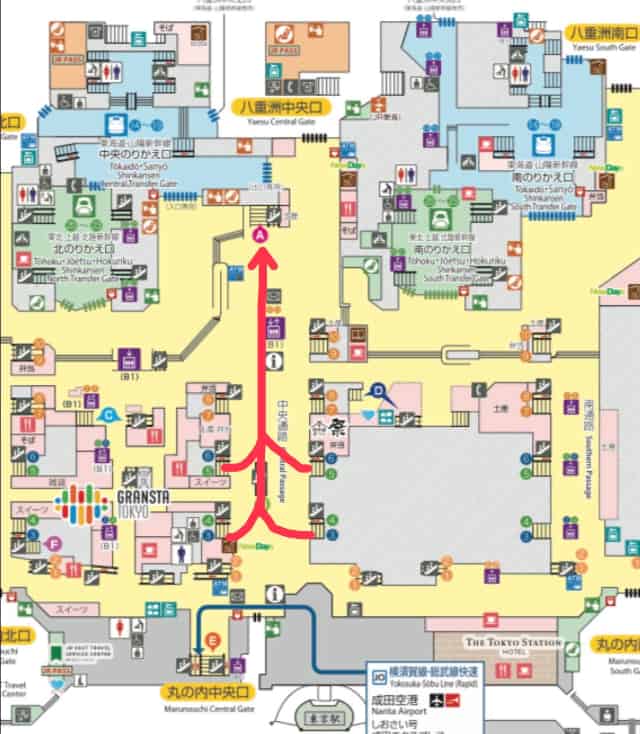山手線・京浜東北線から八重洲地下中央口への行き方