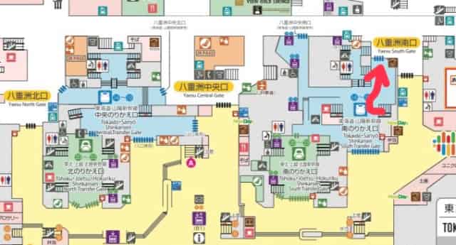 東海道・山陽新幹線から八重洲南口への行き方(バスターミナル)