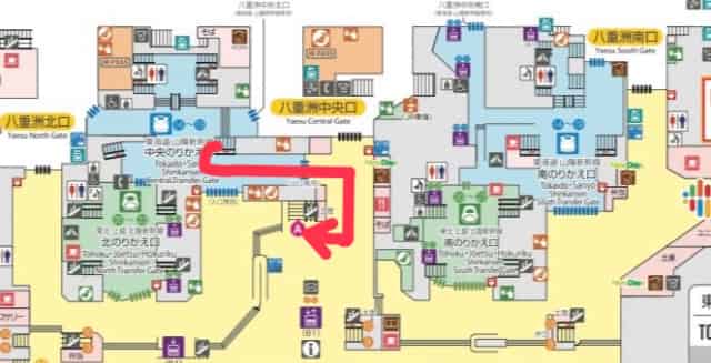 東海道・山陽新幹線からグランスタ地下北口への行き方